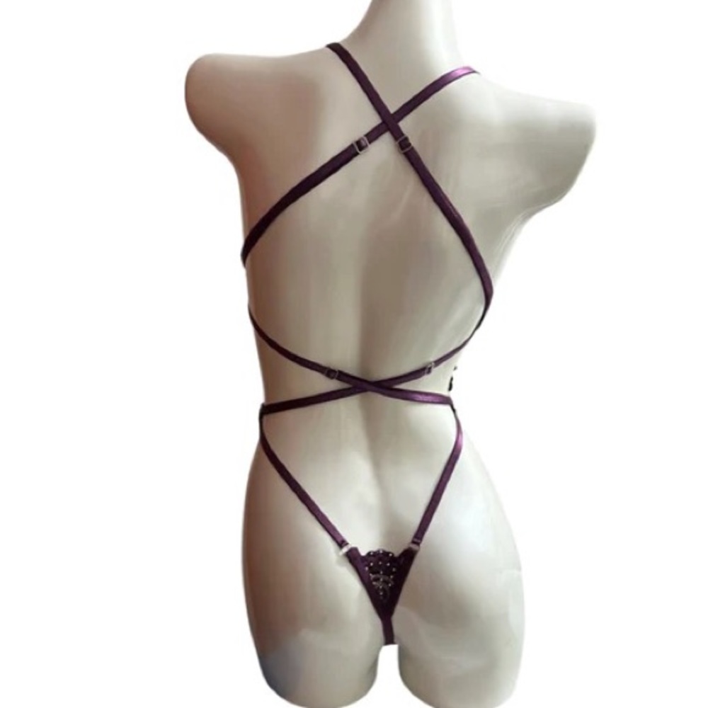 Candyland | NWT Violet Crystal Lace Teddy - Picture 2 of 3